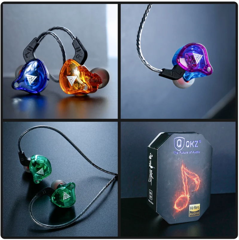 QKZ-AK6 Auscultadores com Fio, Dual Drive, Fone HiFi com Microfone, 3,5mm, Fones de Música, Fone Estéreo Baixo, Original, Esportivo